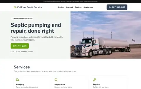 Eel River Septic Service Standard sample